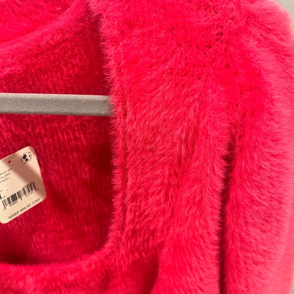 Free People Moonbeam Sweater Cropped Pullover Soft Fuzzy Pink Sweater Large NWT - Picture 9 of 9